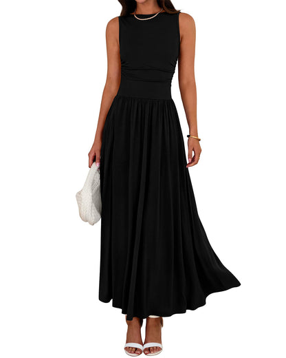 Pleated Pocket Long Dress