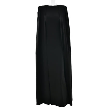 Pleated Round Neck Long Dress