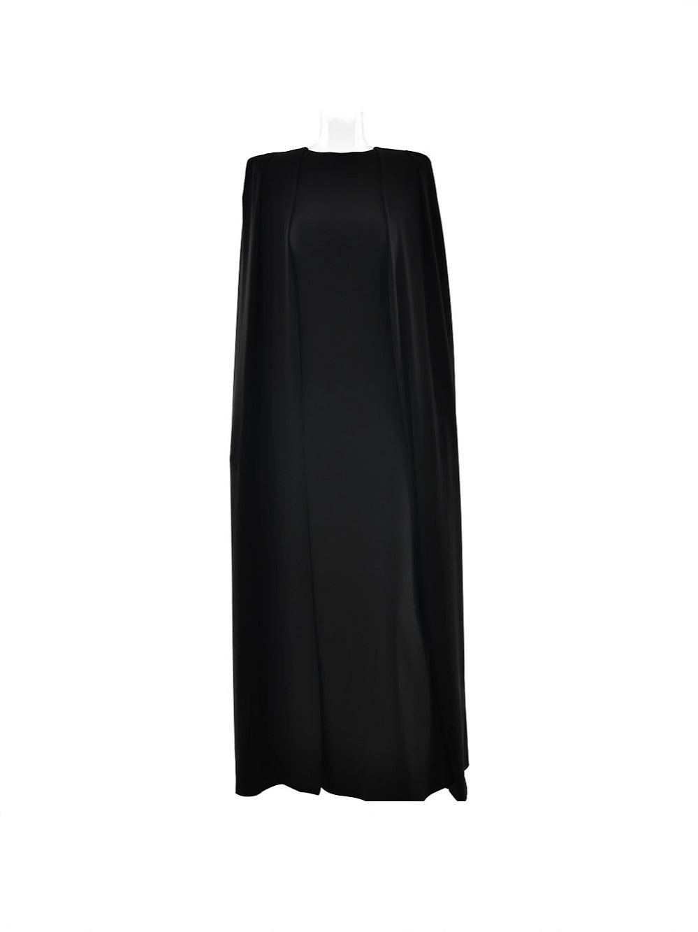 Pleated Round Neck Long Dress