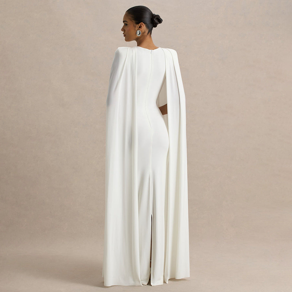 Pleated Round Neck Long Dress