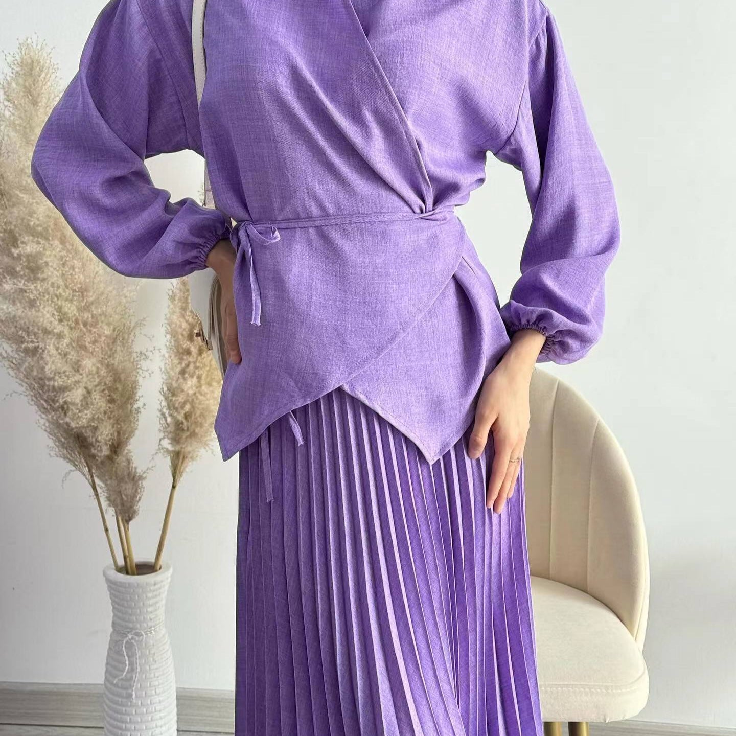 Pleated Skirt Strappy Top Spring Suit Skirt