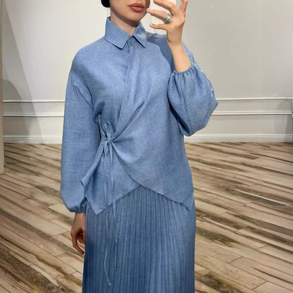Pleated Skirt Strappy Top Spring Suit Skirt