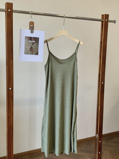 Pleated Sleeveless High Waist Dress