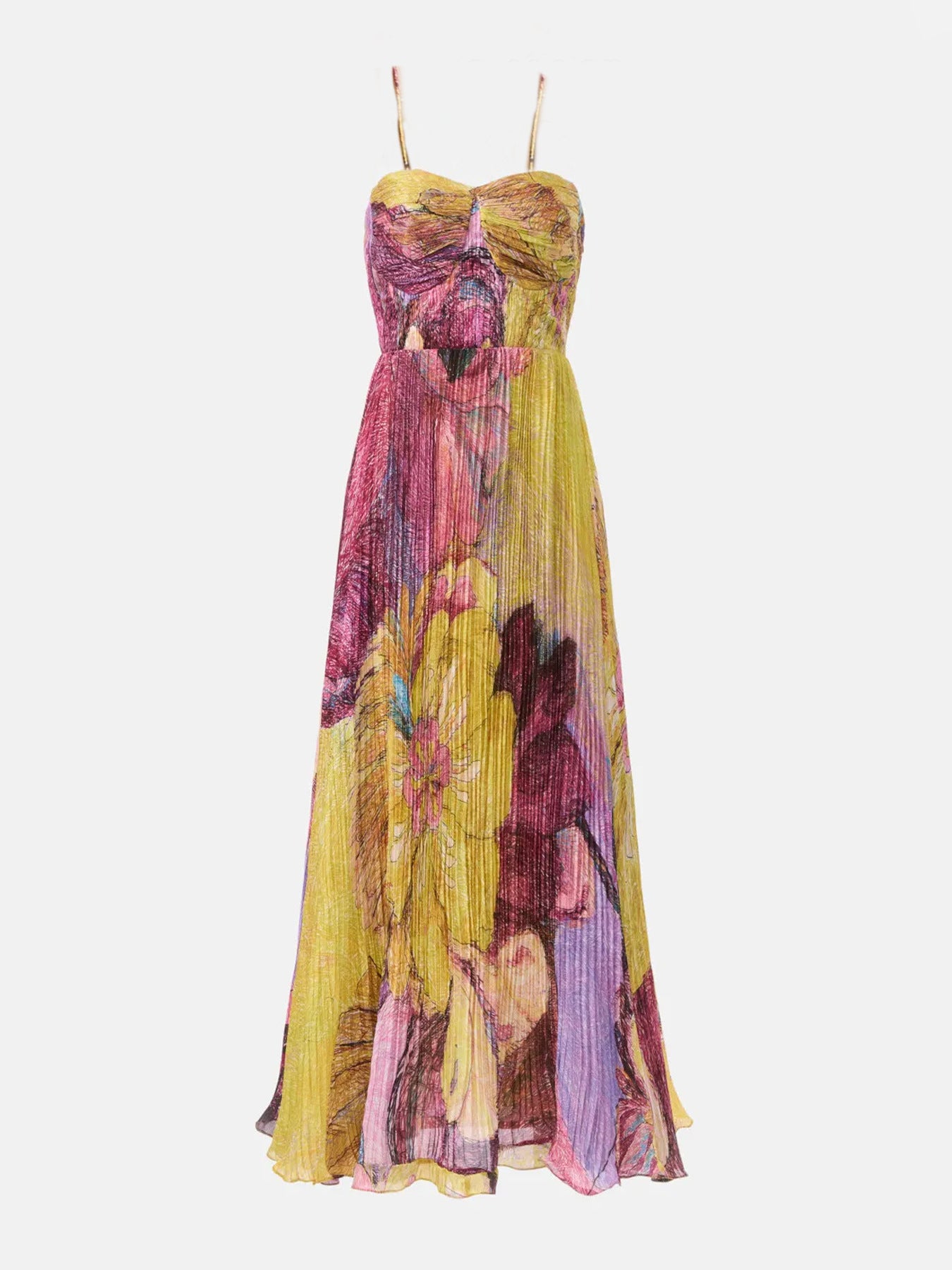 Pleated Sling Evening Dress