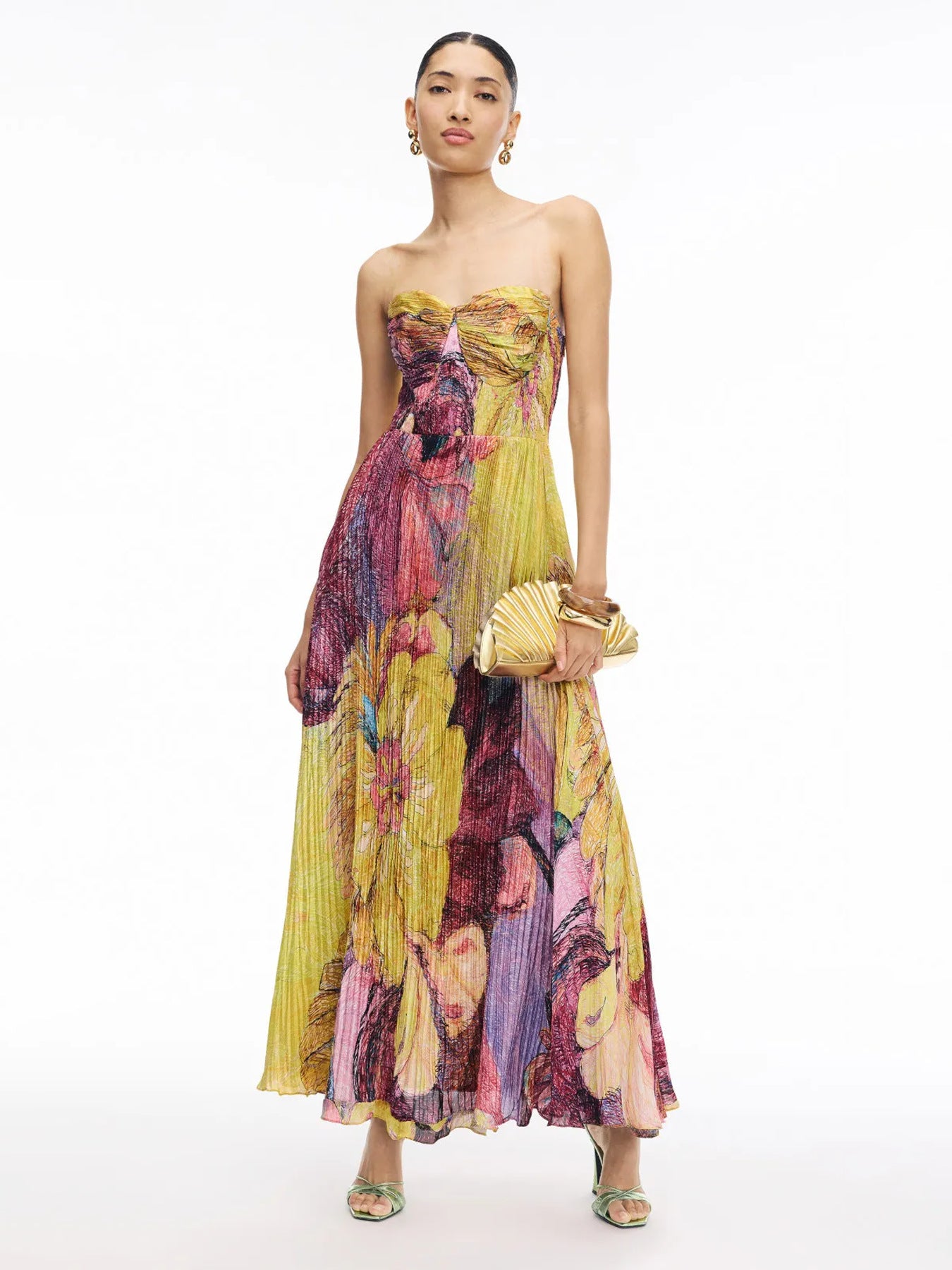 Pleated Sling Evening Dress
