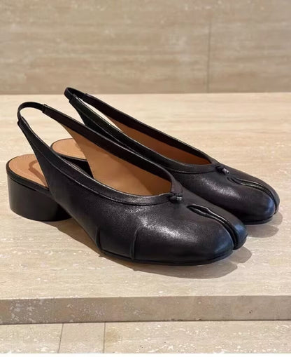 Pleated Split-Toe Ballet Flats