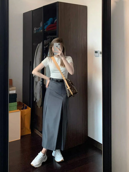 Pleated Suit Skirt
