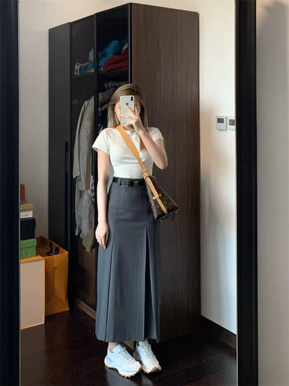 Pleated Suit Skirt