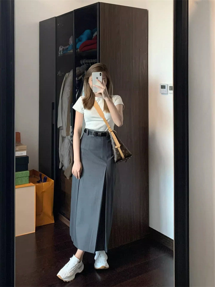 Pleated Suit Skirt