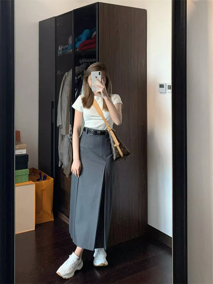Pleated Suit Skirt