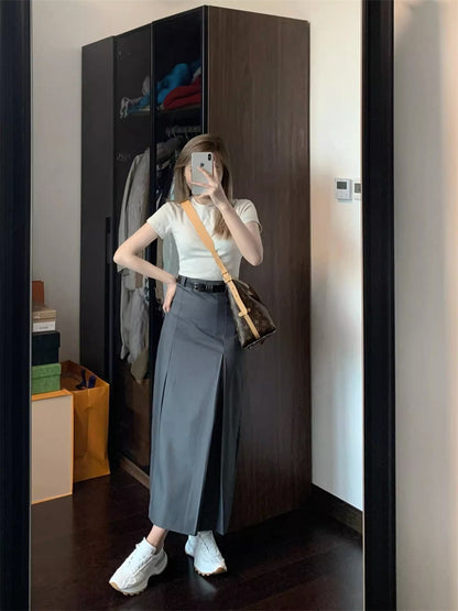 Pleated Suit Skirt