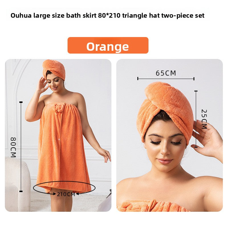 Plus Size Bath Skirt and Hair Drying Hat