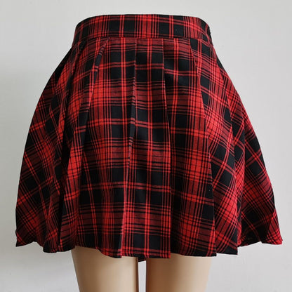 Plus Size Fat mm Skirt Pants Skirt Punk Jk Pleated Skirt Short Skirt Women's Spring & Fall Gothic Black and White Checkered Skirt