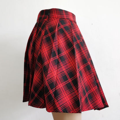 Plus Size Fat mm Skirt Pants Skirt Punk Jk Pleated Skirt Short Skirt Women's Spring & Fall Gothic Black and White Checkered Skirt