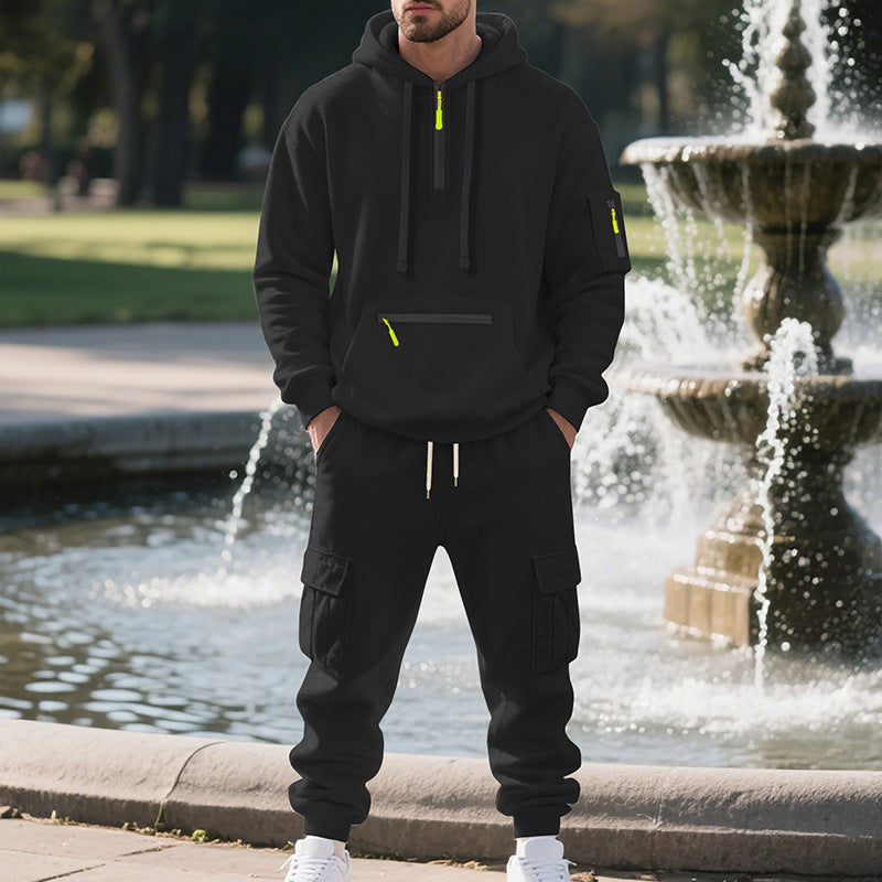 Plus-size fleece-lined loose-fitting casual sportswear set