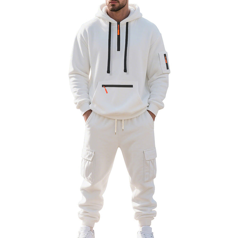 Plus-size fleece-lined loose-fitting casual sportswear set