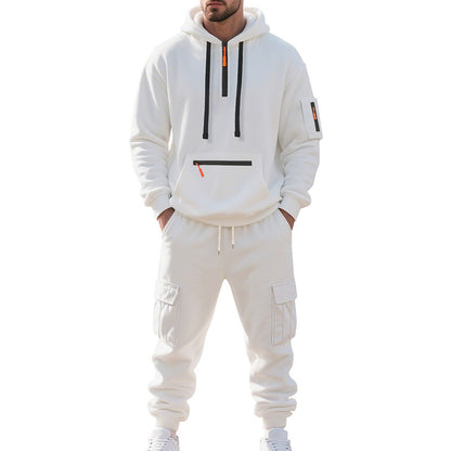 Plus-size fleece-lined loose-fitting casual sportswear set