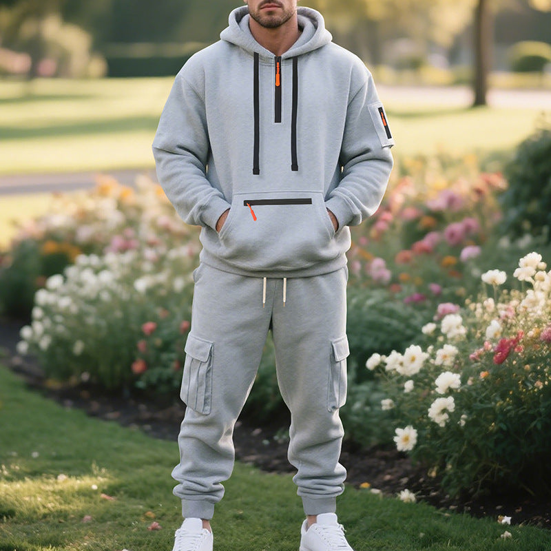 Plus-size fleece-lined loose-fitting casual sportswear set