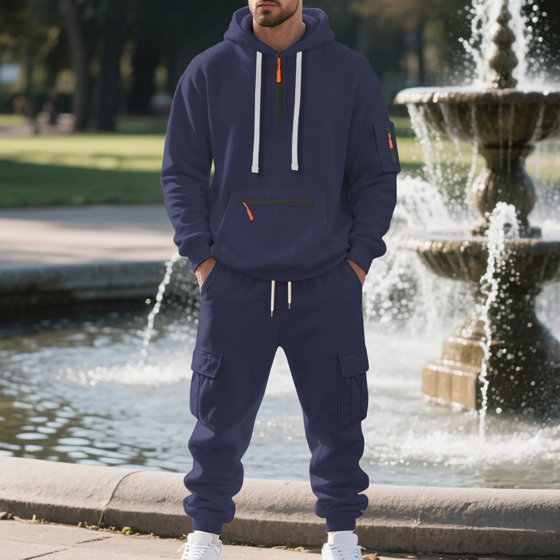 Plus-size fleece-lined loose-fitting casual sportswear set
