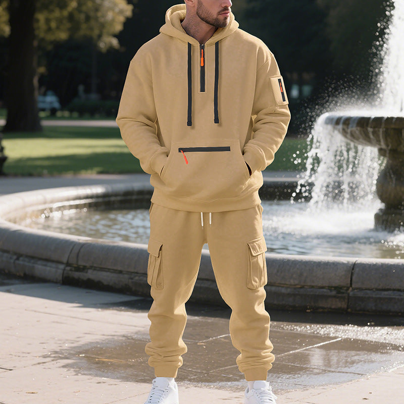 Plus-size fleece-lined loose-fitting casual sportswear set