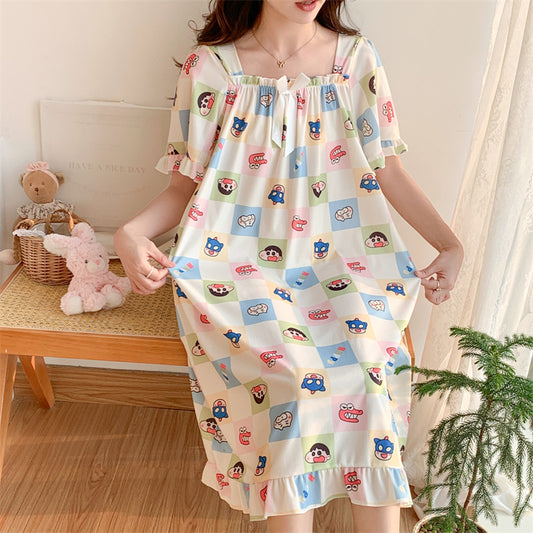 Plus-size ice silk nightgown