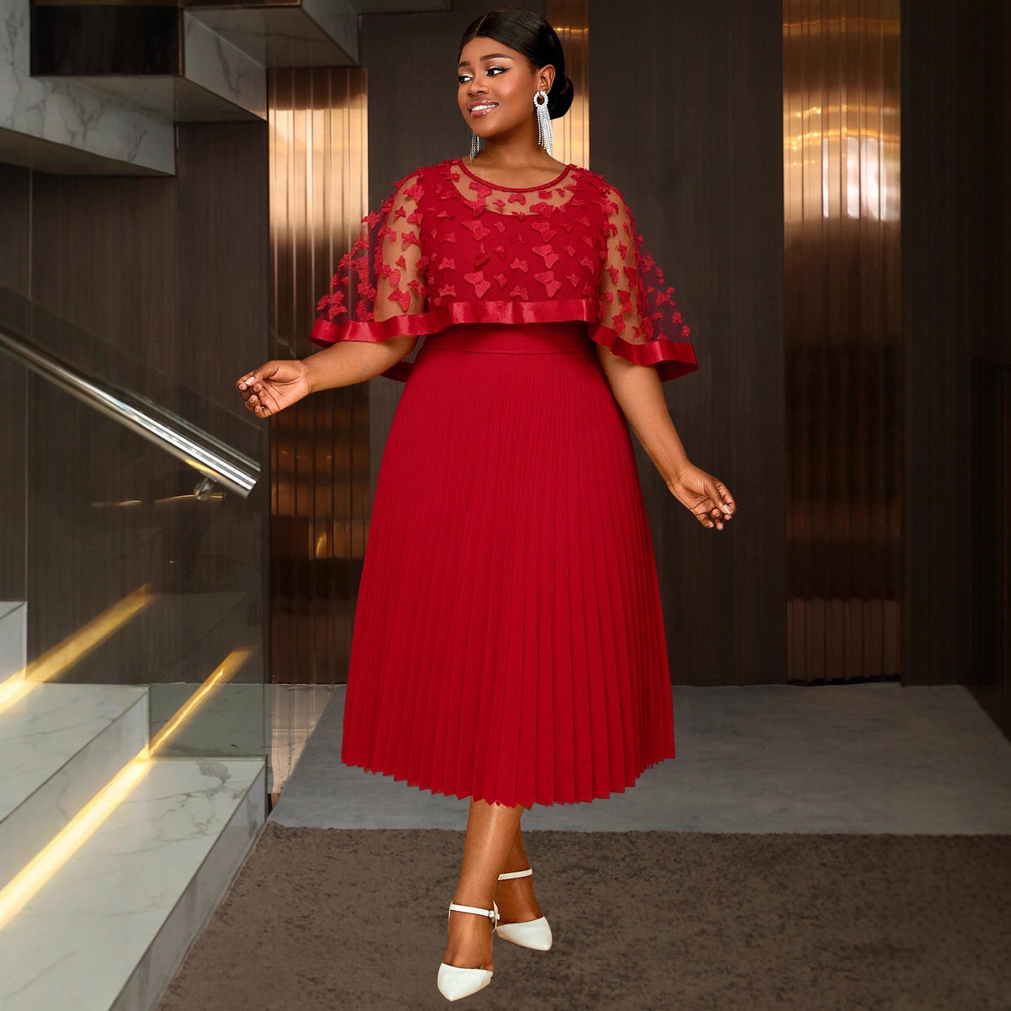 Plus Size Mesh Bow Wedding Dress with Shawl