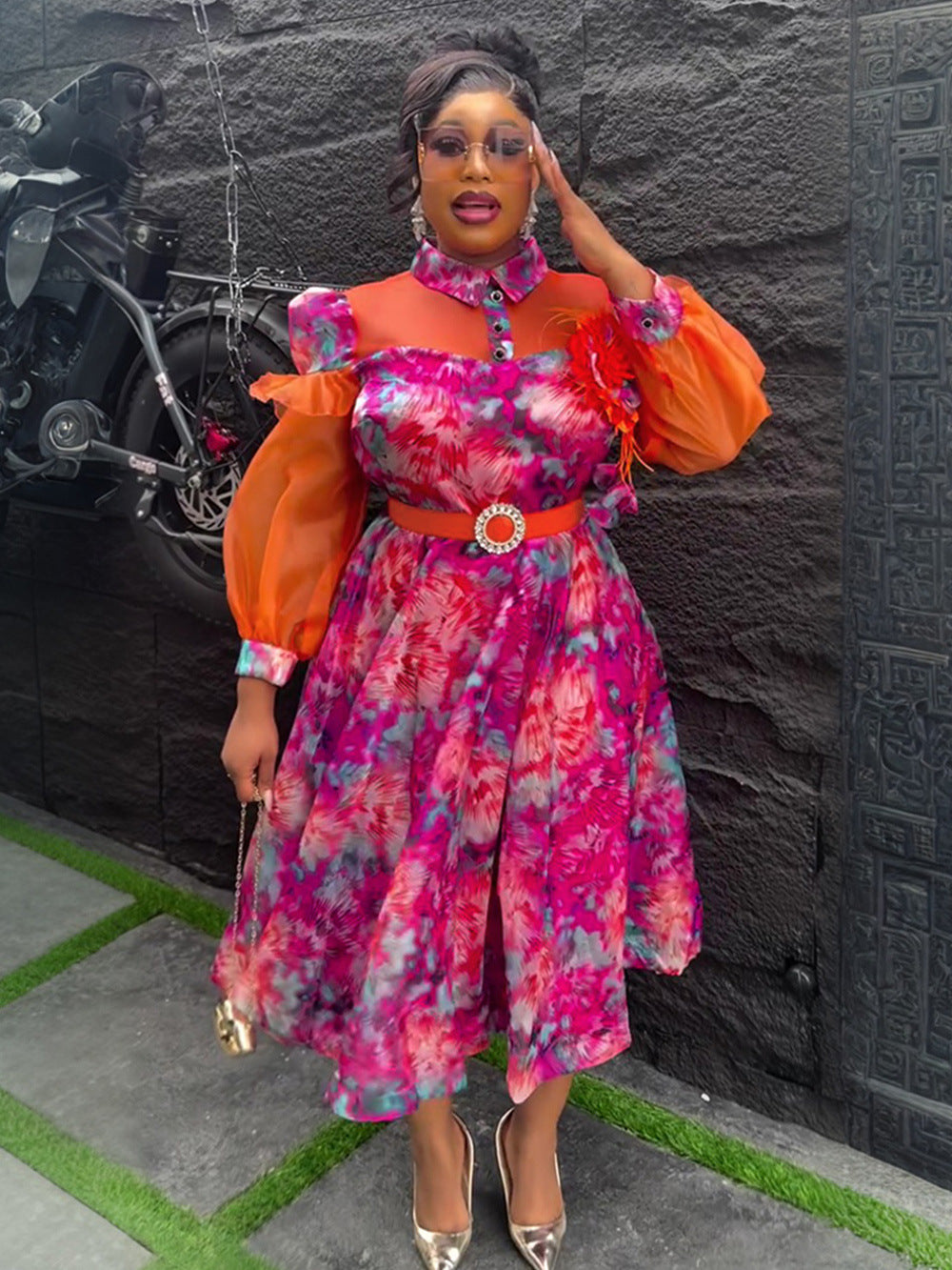 Plus Size Tie-Dye Print Women's Dress