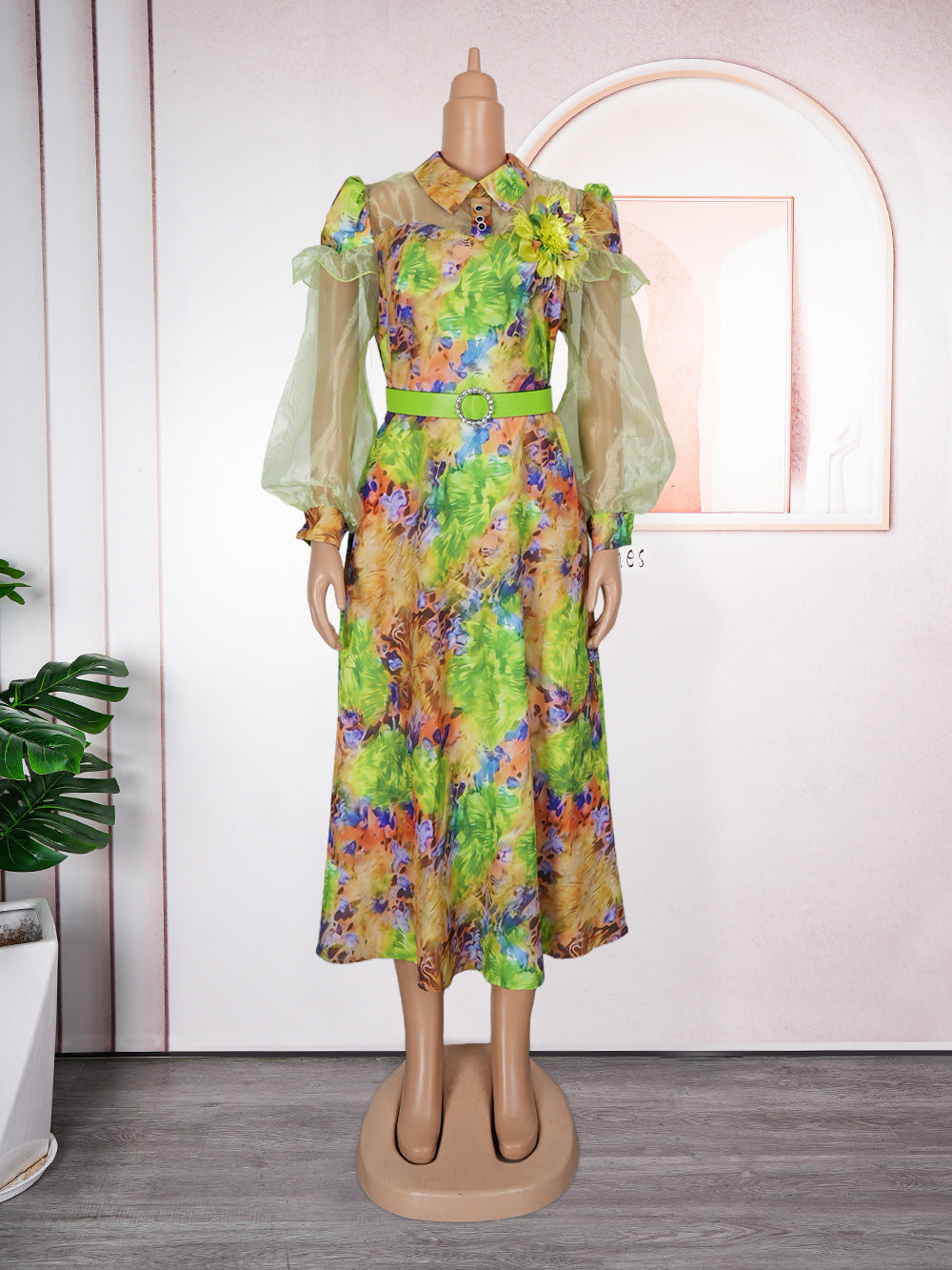 Plus Size Tie-Dye Print Women's Dress