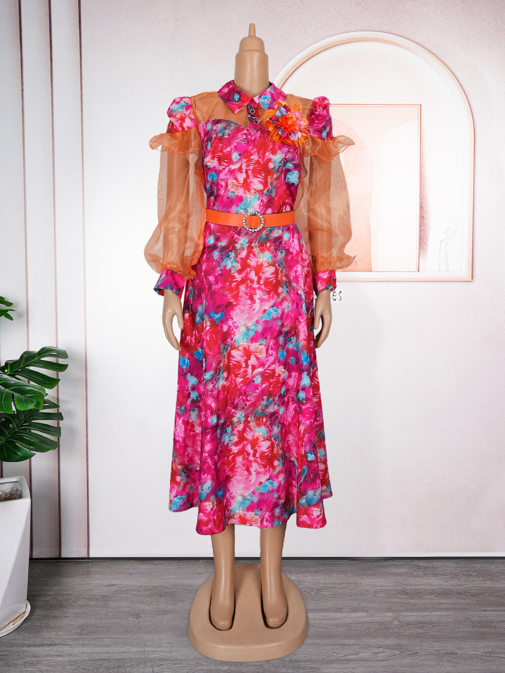Plus Size Tie-Dye Print Women's Dress