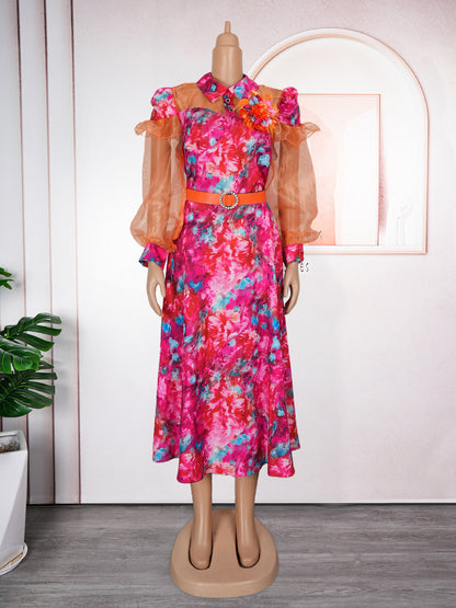 Plus Size Tie-Dye Print Women's Dress