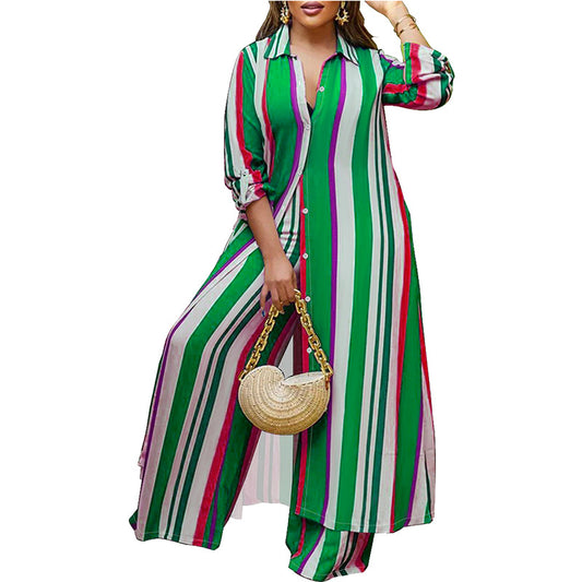 Plus Size Women's Long Sleeve Top and Pants Set
