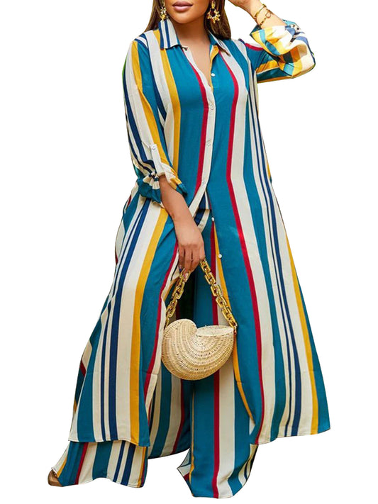 Plus Size Women's Long Sleeve Top and Pants Set