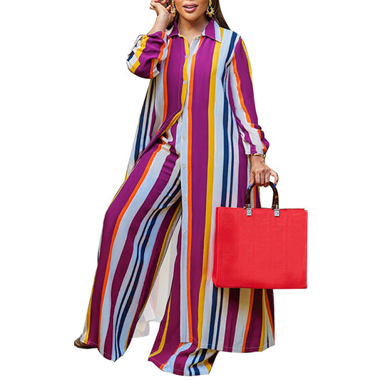 Plus Size Women's Long Sleeve Top and Pants Set