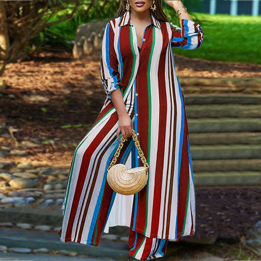 Plus Size Women's Long Sleeve Top and Pants Set