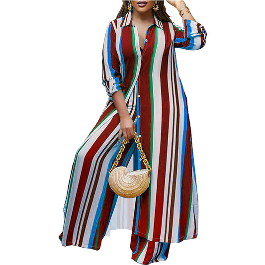 Plus Size Women's Long Sleeve Top and Pants Set