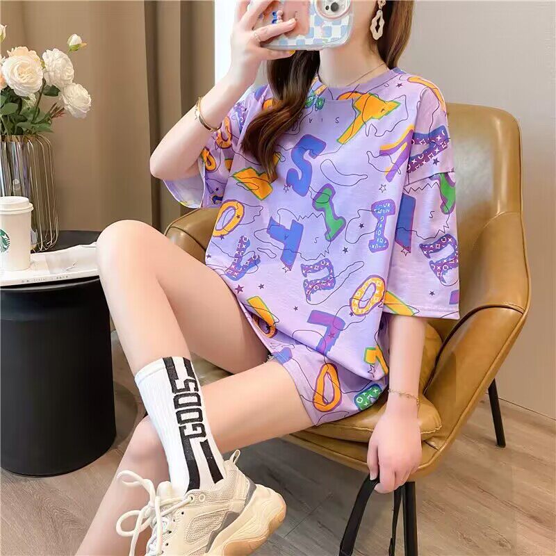 Plus Size Women's T-Shirt Short Sleeve Loose Fit Printed Top
