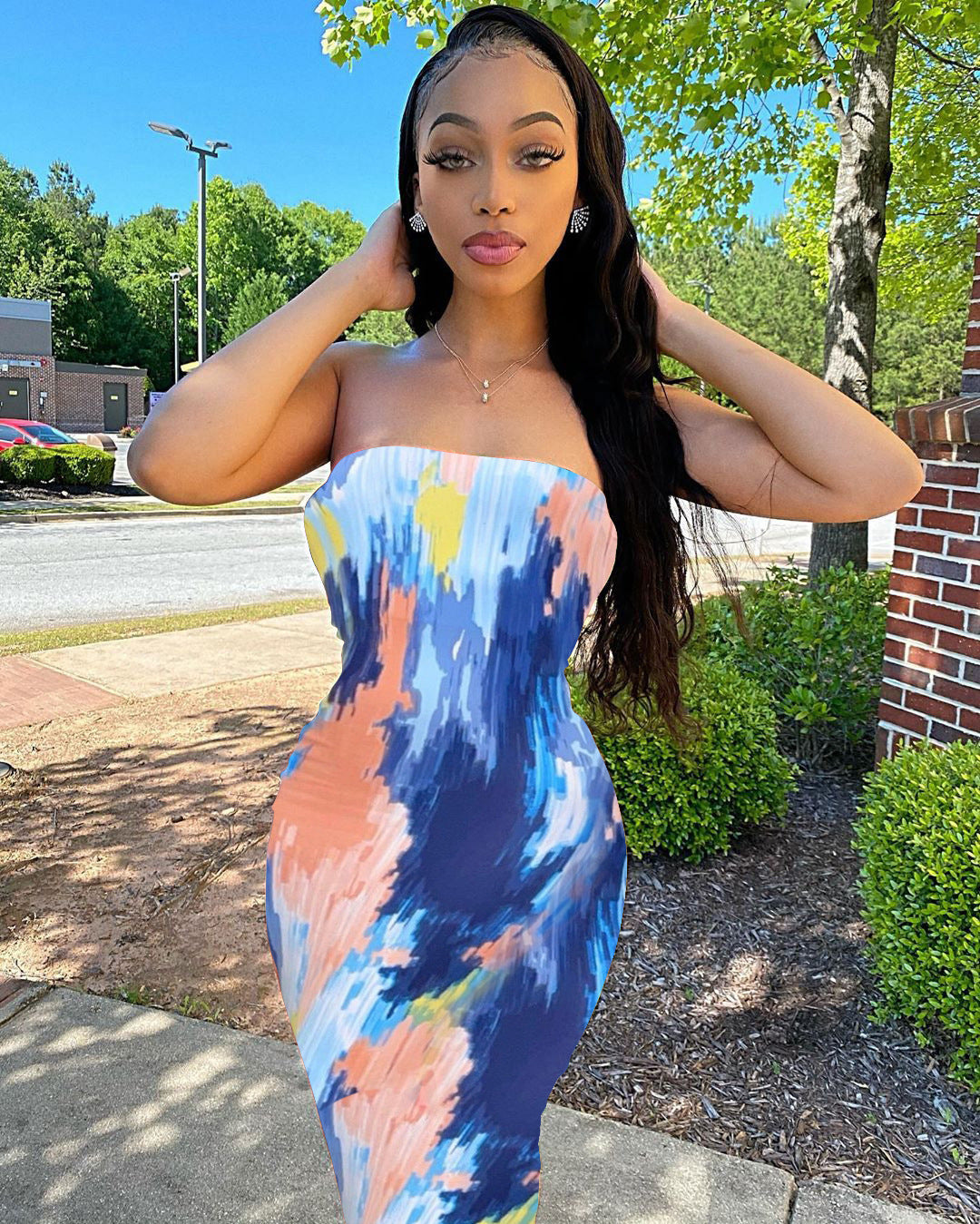 Plus Size Women's Tie-Dye Wrap Dress