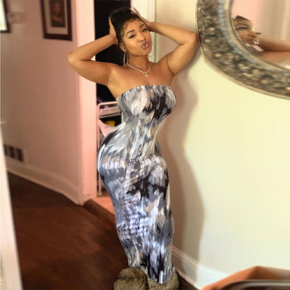 Plus Size Women's Tie-Dye Wrap Dress
