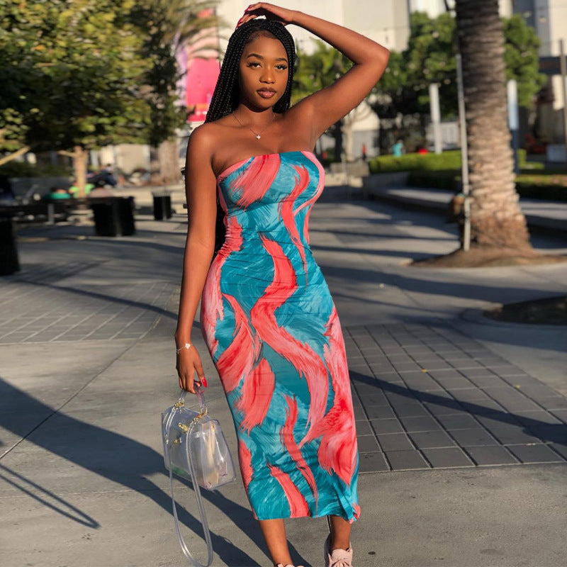Plus Size Women's Tie-Dye Wrap Dress