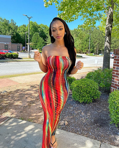 Plus Size Women's Tie-Dye Wrap Dress