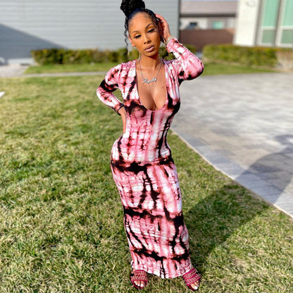 Plus Size Women's Tie-Dye Wrap Dress