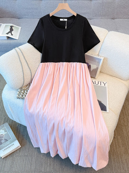 Plus Size Women Splicing Casual Dress