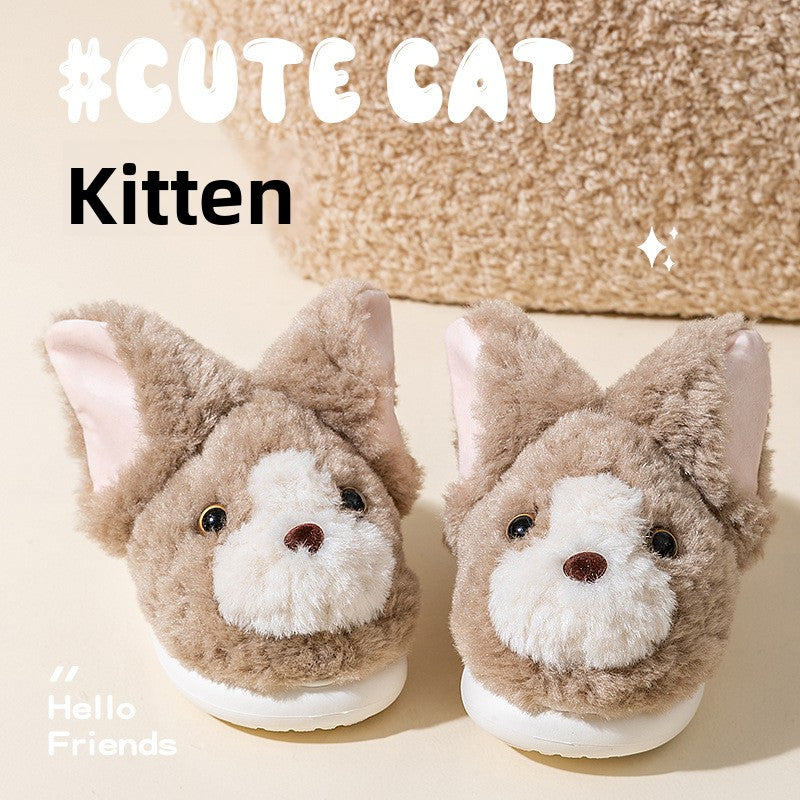 Plush Animal Slippers for Winter Indoor Wear