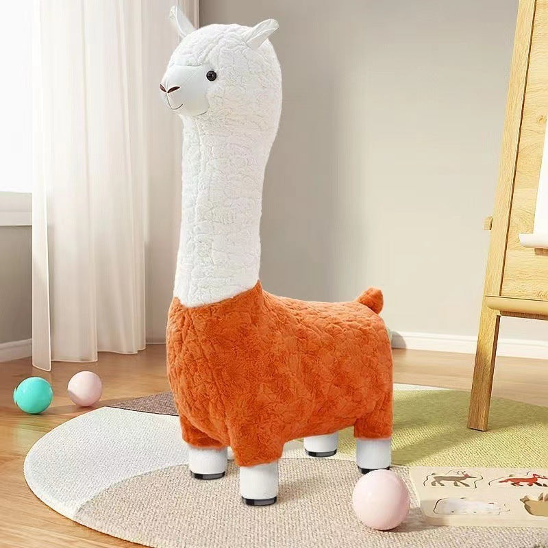 Plush Animal Stool with Wheels for Kids
