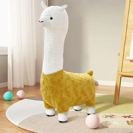 Plush Animal Stool with Wheels for Kids