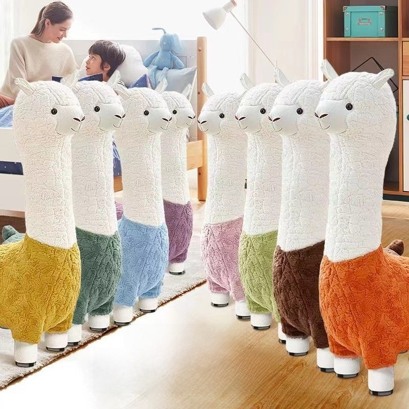 Plush Animal Stool with Wheels for Kids