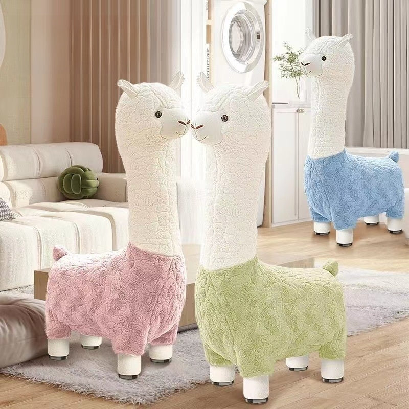 Plush Animal Stool with Wheels for Kids