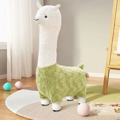 Plush Animal Stool with Wheels for Kids