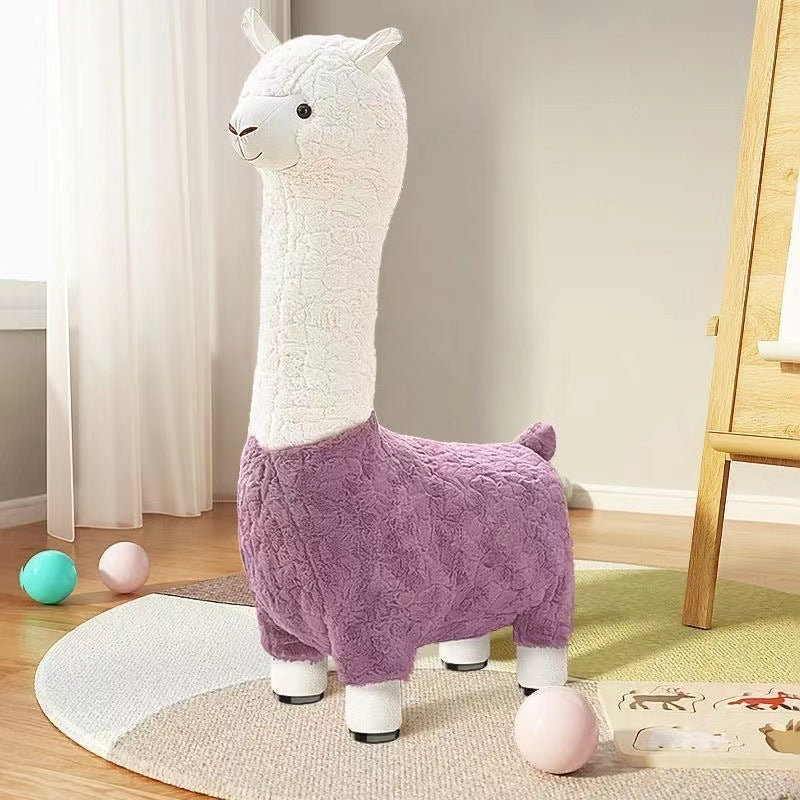 Plush Animal Stool with Wheels for Kids