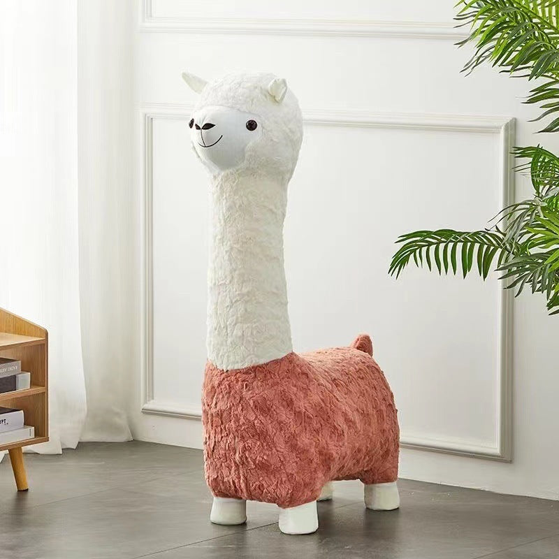 Plush Animal Stool with Wheels for Kids
